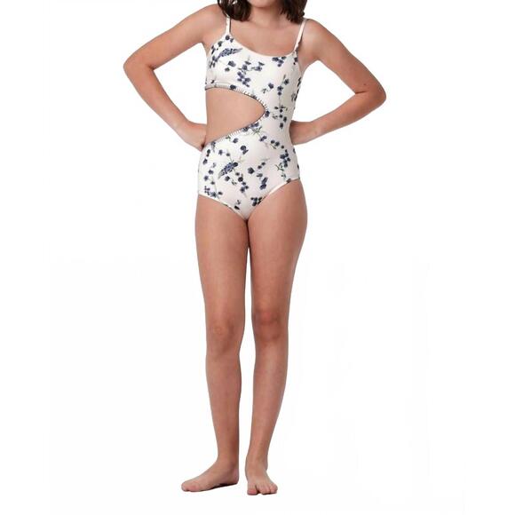 NEW SUBMARINE girl's let’s split n one-piece swimsuit in fresia navy